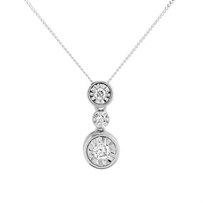 9ct White Gold Diamond Necklace - 10pts - D56144