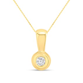 9ct Rubover-Set Solitaire Diamond Necklace - D56148