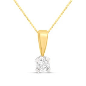 9ct Gold Solitaire Diamond Necklace, 1/4ct - D56150