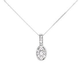9ct White Gold Diamond Necklace - 12pts - D56153