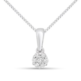 9ct White Gold Dainty Diamond Cluster Necklace - D56166