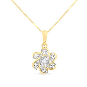 9ct Diamond-Set Flower Cluster Necklace - D56169