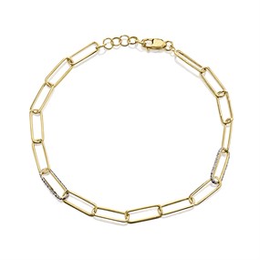 9ct Gold Diamond Oval Trace Bracelet - 15pts - D5729