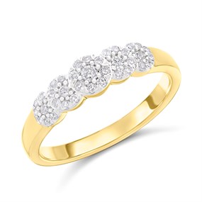 9ct Graduated Diamond Cluster Ring, 1/4ct - D5830