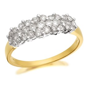9ct Gold 1 Carat Diamond Cluster Band Ring - D6114