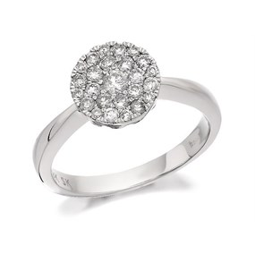 9ct White Gold Diamond Cluster Ring - 1/2ct - D6312
