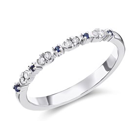 9ct White Gold Sapphire And Diamond Half Eternity Ring - 8pts - D63142