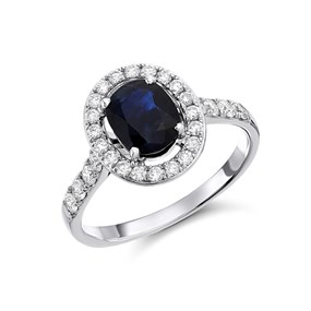 9ct White Gold Sapphire And Diamond Cluster Ring - 1/2ct - D63157