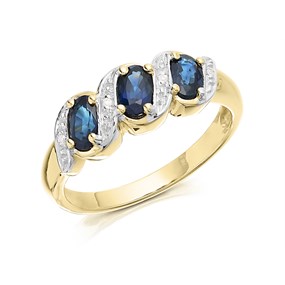 9ct Gold Sapphire And Diamond Ring - D6401
