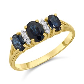9ct Gold Sapphire And Diamond Ring - D64180