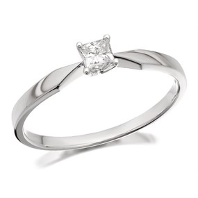 Polar Fire 9ct White Gold Princess Cut Diamond Solitaire Ring - 1/4ct - D6603