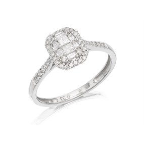 9ct White Gold Diamond Cluster Ring - 1/3ct - D66114