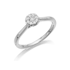 9ct White Gold Diamond Cluster Ring - 16pts - D66120