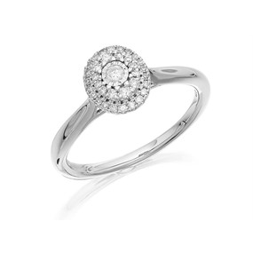 9ct White Gold Oval Diamond Cluster Ring - 20pts - D66126