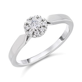 9ct White Gold Diamond Cluster Ring - 15pts - D66155