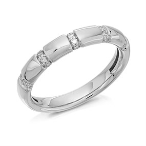 9ct White Gold Diamond Banded Wedding Ring - 10pts - D66184
