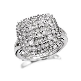 9ct White Gold 1 Carat Diamond Cluster Ring - D6618