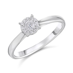 9ct White Gold Diamond Cluster Ring - 20pts - D66193