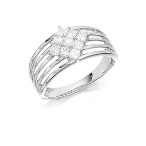 9ct White Gold Diamond Band Ring - 1/2ct - D68119