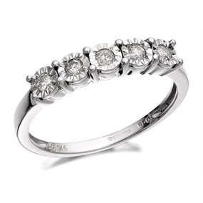 9ct White Gold Five Stone Diamond Ring - 15pts - D6877