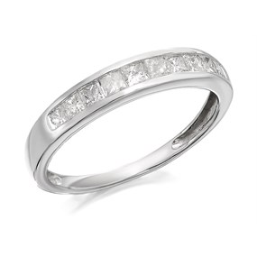 9ct White Gold Princess Cut Diamond Half Eternity Ring - 1/2ct - D71109
