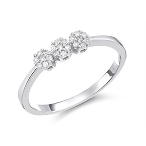9ct White Gold Diamond Trilogy Cluster Ring - 10pts - D71198