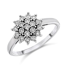 9ct White Gold Diamond Flower Cluster Ring - 10pts - D71216