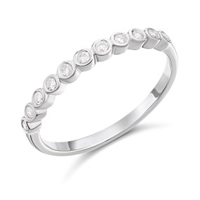 9ct White Gold Rubover-Set Diamond Half Eternity Ring - D71243