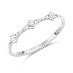 9ct White Gold Modern Diamond Trilogy Ring - D71245
