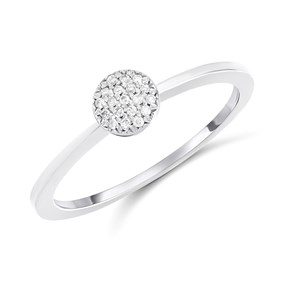 9ct White Gold Round Pave-Set Diamond Cluster Ring - D72154