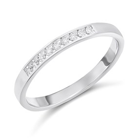 9ct White Gold Channel-Set Nine Stone Diamond Half Eternity Ring - D72158