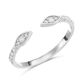 9ct White Gold Pointed-Ends Diamond Torc Ring - D72161