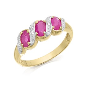 9ct Gold Ruby And Diamond Ring - D7301
