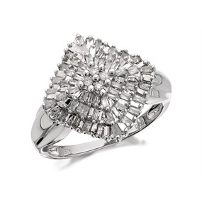 9ct White Gold Diamond Cluster Ring - 1/2ct - D7706