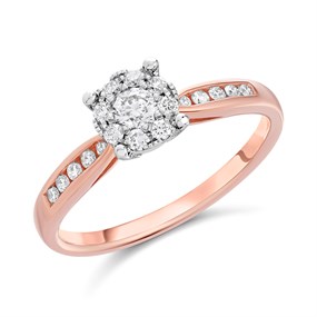 9ct Rose Gold Diamond Cluster Ring - 36pts - D78242