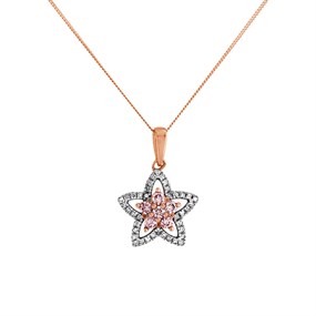 One In A Million 9ct Two Colour Gold Pink Diamond Star Necklace - 1/4ct - D78916
