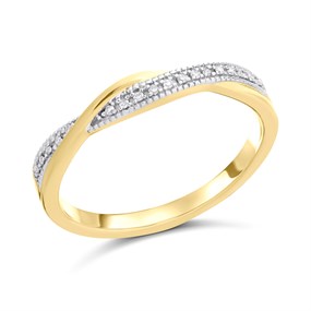 9ct Gold Diamond Wave Ring - D80126