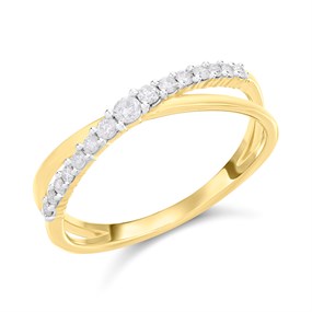 9ct Cross-Over Diamond Half Eternity Ring, 20pts - D80140