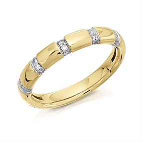 9ct Gold Diamond Banded Wedding Ring - 10pts - D80247