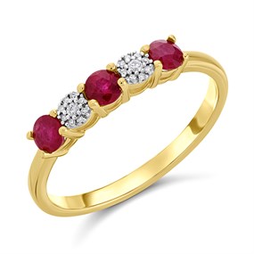9ct Gold Ruby And Diamond Ring - D8234