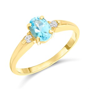 9ct Blue Topaz And Diamond Ring - D83001