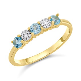 9ct Gold Blue Topaz And Diamond Ring - D8322