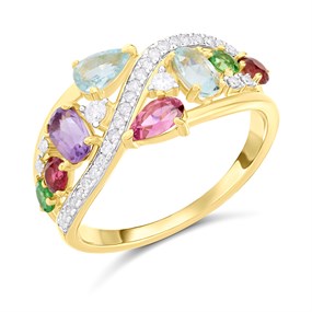 9ct Diamond And Multi-Gemstone Band Ring - D84106