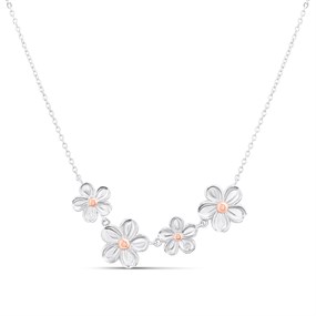 Hot Diamonds Silver And Rose Gold Plated Forget Me Not Necklace - D9178