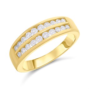 9ct Channel-Set 2-Row Diamond Half-Eternity Ring, 1/2ct - D92100