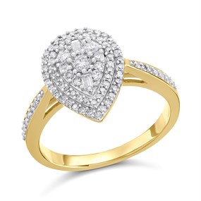 9ct Gold Diamond Pear Cluster Ring - 1/2ct - D9289