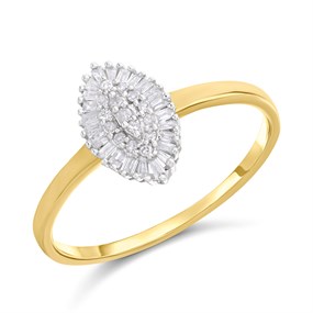 9ct Marquise Diamond Cluster Ring, 1/4ct - D9332