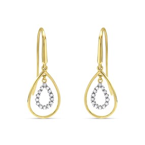 9ct Gold Diamond Open Tear Drop Earrings - 10pts per pair - D94100