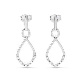 9ct White Gold Diamond Open Teardrop Earrings - 10pts per pair - D94105