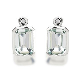 9ct White Gold Aquamarine And Diamond Stud Earrings - D94117